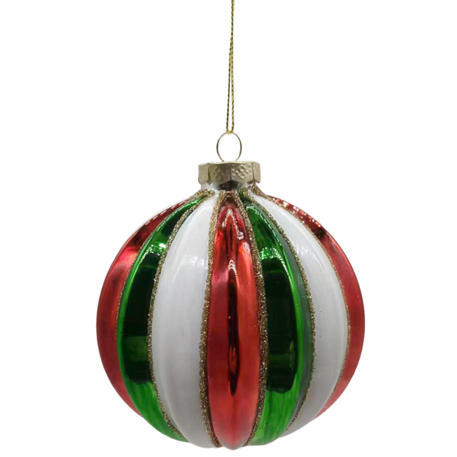 Candy Cane Lane Shiny Striped Multicolour Christmas Bauble 10cm