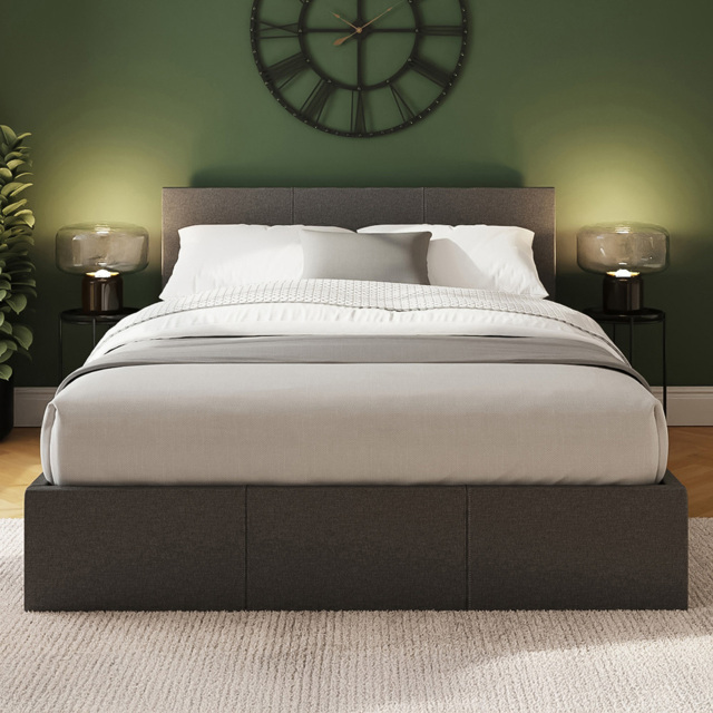 GFW Grey Small Double Hopsack Fabric End Lift Ottoman Bed with Memory Pocket Spring Mattress - image 1