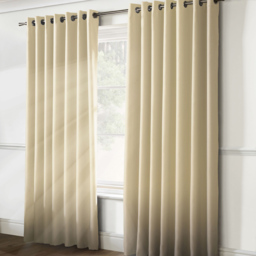 Alan Symonds Essential Plain Ring Top Eyelet Curtains Cream 117 x 183cm - thumbnail 1