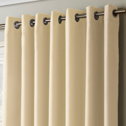 Alan Symonds Essential Plain Ring Top Eyelet Curtains Cream 117 x 183cm - thumbnail 3