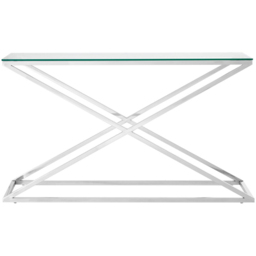 Premier Housewares Montril Glass Top Console Table with Stainless Steel Criss Cross Base - thumbnail 2