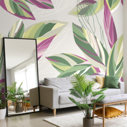 Origin Murals Botanical Calathea Leaves Grey Wall Mural