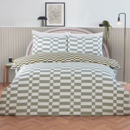 Berlin Check Sage Single Duvet Set - thumbnail 1