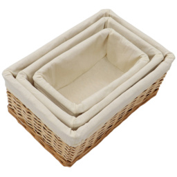 JVL 3 Piece Acacia Honey Rectangular Willow Storage Basket with Lining Set - thumbnail 4