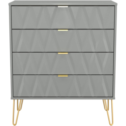 Crowndale Diamond 4 Drawer Dusk Grey Chest of Drawers Ready Assembled - thumbnail 3