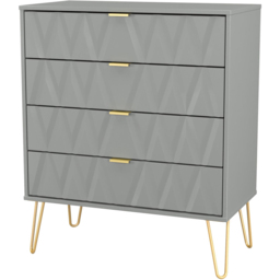 Crowndale Diamond 4 Drawer Dusk Grey Chest of Drawers Ready Assembled - thumbnail 2