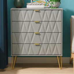 Crowndale Diamond 4 Drawer Dusk Grey Chest of Drawers Ready Assembled