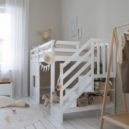 Noa and Nani Kasja White Staircase Mid Sleeper Cabin Bed with Window - thumbnail 3