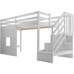 Noa and Nani Kasja White Staircase Mid Sleeper Cabin Bed with Window - thumbnail 2