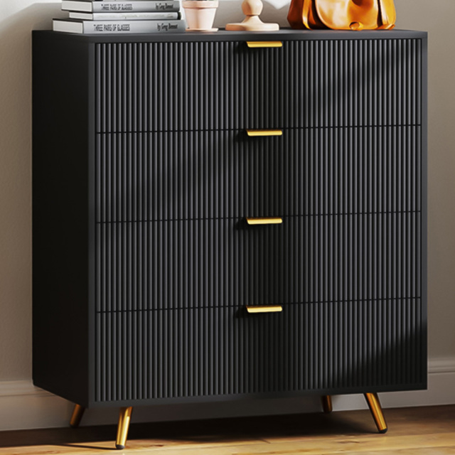 Portland 4 Drawer Black Chest of Drawers - image 1