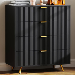 Portland 4 Drawer Black Chest of Drawers - thumbnail 1