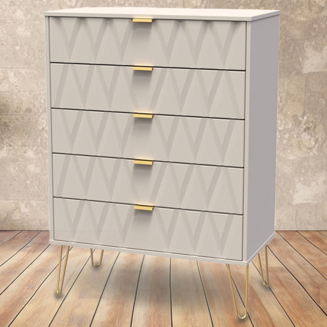 Crowndale Diamond 5 Drawer Matt Kashmir Chest of Drawers - image 1