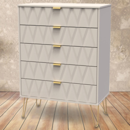 Crowndale Diamond 5 Drawer Matt Kashmir Chest of Drawers - thumbnail 1