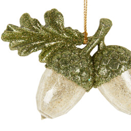 Amber Charm Green and Gold Glitter Acorn Christmas Decoration - thumbnail 3