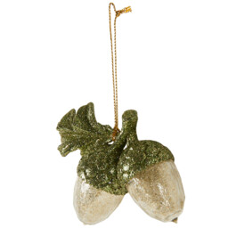 Amber Charm Green and Gold Glitter Acorn Christmas Decoration - thumbnail 2