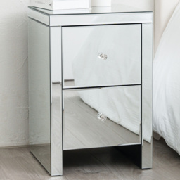 Comfy Living 2 Drawer Mirrored Bedside Table