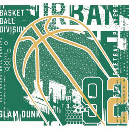 Origin Murals Modern Basketball Green Wall Mural - thumbnail 2