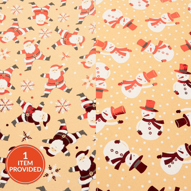 All I Want for Christmas Single Foiled Santa or Snowman Gift Wrap in Assorted Styles - image 1