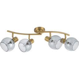 Cosylyte Hilston 4 Light Wavy Bar Smoky Glass Gold Spotlight with Metal Base