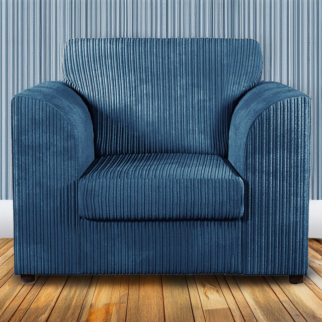 Luxor Marine Blue Jumbo Cord Armchair - image 1