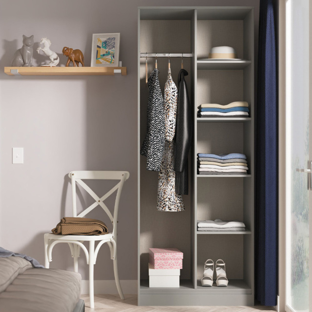 Crowndale Diamond 5 Shelf Dusk Grey Tall Open Wardrobe Ready Assembled - image 1