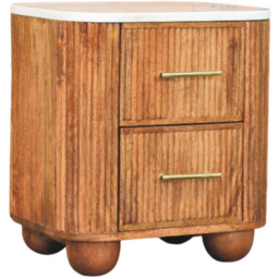 Artisan Furniture Aurora Brown and White 2 Drawer Marble Bedside Table - thumbnail 4