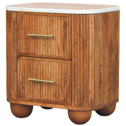 Artisan Furniture Aurora Brown and White 2 Drawer Marble Bedside Table - thumbnail 3