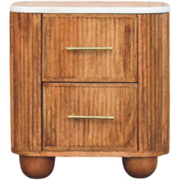 Artisan Furniture Aurora Brown and White 2 Drawer Marble Bedside Table - thumbnail 2