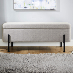 Home Source Grey Boucle Storage Ottoman