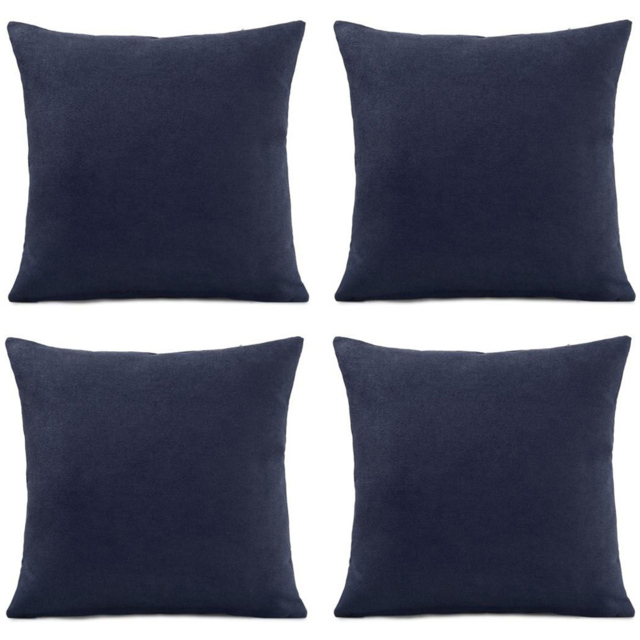 Alan Symonds Plain Velvet Chenille Navy Cushion with Polyester Filled Pad 45 x 45cm 4 Pack
