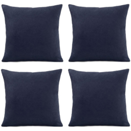 Alan Symonds Plain Velvet Chenille Navy Cushion with Polyester Filled Pad 45 x 45cm 4 Pack