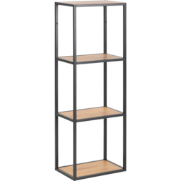 Florence Seaford 3 Shelf Oak and Black Metal Wall Shelf