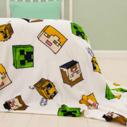 Minecraft Print Throw White - thumbnail 2
