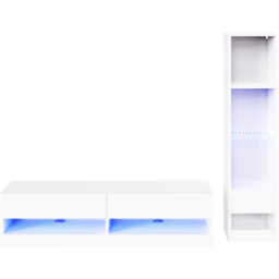 GFW Galicia 6 Shelf White Compact Wall Mounted LED Media Set - thumbnail 2