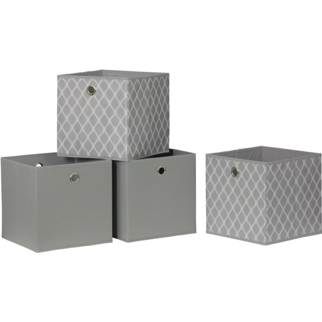 Home Source Grey Fabric Cube Storage Box 4 Pack - image 1