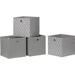 Home Source Grey Fabric Cube Storage Box 4 Pack