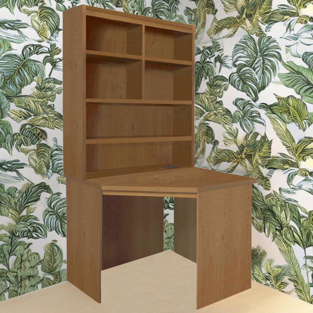 R White Cabinets Brown 6 Shelf Corner Desk with Hutch - image 1