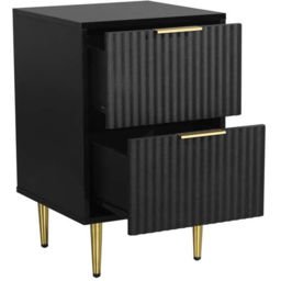 Birlea Zara 2 Drawer Black Fluted Bedside Table - thumbnail 2