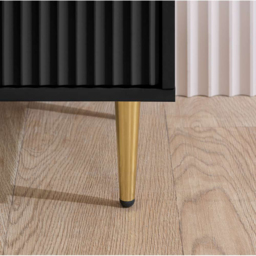 Birlea Zara 2 Drawer Black Fluted Bedside Table - thumbnail 3