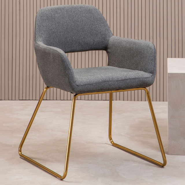 Premier Housewares Stockholm Grey and Gold Dining Chair