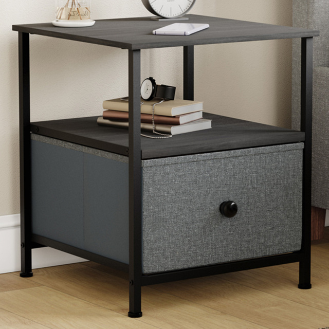 Vida Designs Chorley Grey and Black Fabric Single Drawer Single Shelf Chest of Drawer - image 1