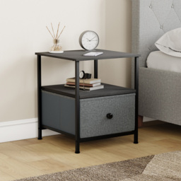 Vida Designs Chorley Grey and Black Fabric Single Drawer Single Shelf Chest of Drawer - thumbnail 3