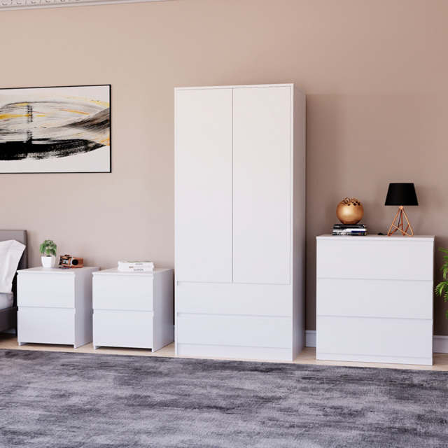 Vida Designs Denver 4 Piece White Bedroom Furniture Set - image 1