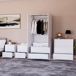 Vida Designs Denver 4 Piece White Bedroom Furniture Set - thumbnail 3