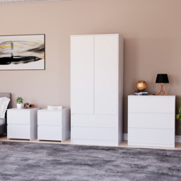 Vida Designs Denver 4 Piece White Bedroom Furniture Set - thumbnail 1