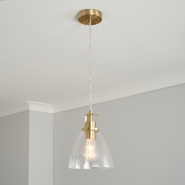 thumbnail interactive-video image 1 of Industrial Brass Pendant Light – 17.7" Dome Shade, Hardwired, Height-Adjustable By NiuyaoHome 1 of 1