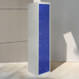 MonsterShop 6 Door Blue Metal Storage Locker
