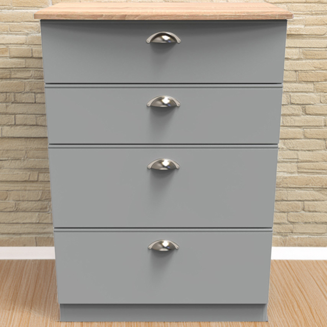Crowndale Victoria Dusk Grey and Oak 4 Drawer Deep Chest of Drawers - image 1