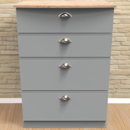 Crowndale Victoria Dusk Grey and Oak 4 Drawer Deep Chest of Drawers