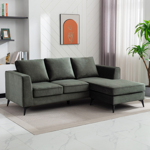 Brooklyn Chaise Moss Green 3 Seater L-shaped Sofa - image 1